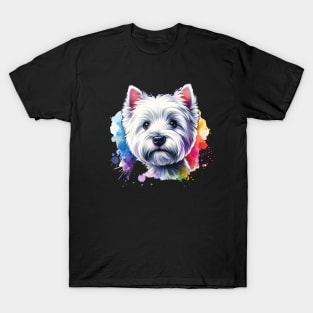 Bright Watercolor West Highland White Terrier Westie T-Shirt